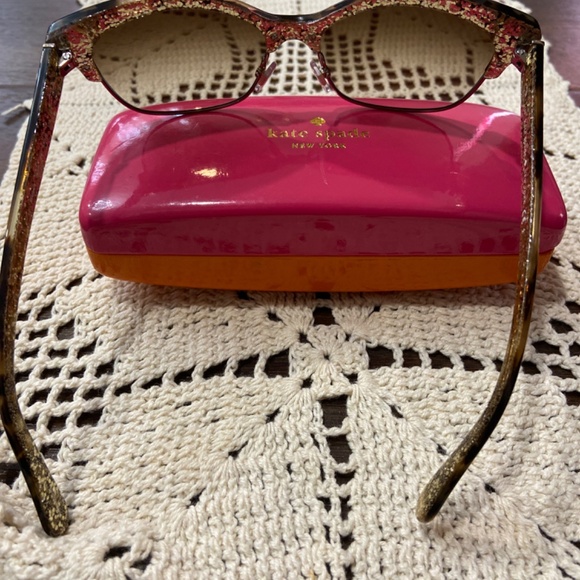 KATE SPADE SHIRA SUNGLASSES TORTOISE GOLD GLITTER CAT EYE WITH CASE - Picture 7 of 16